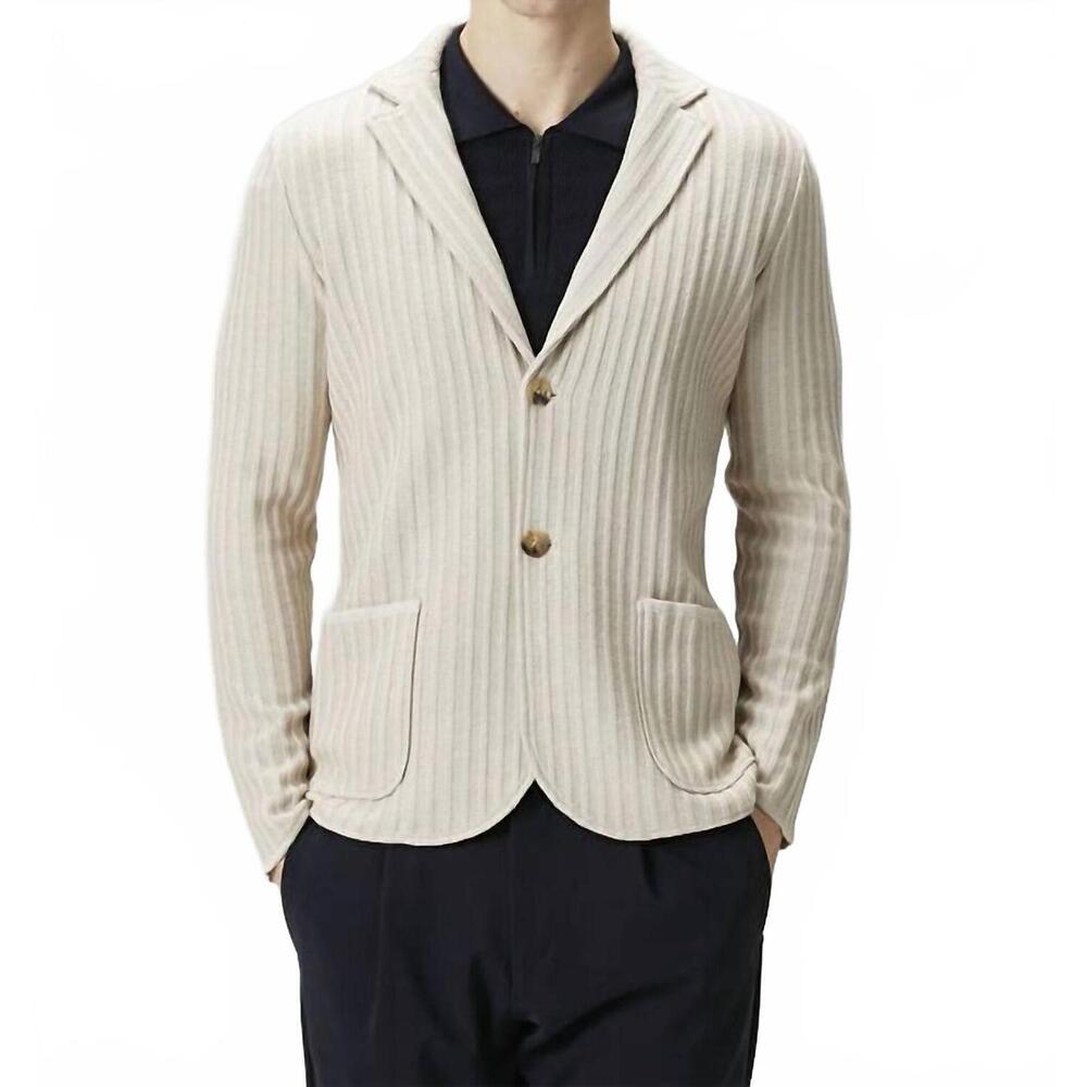 NEW MAURIZIO BALDASSARI soft cashmere rib blazer in light beige